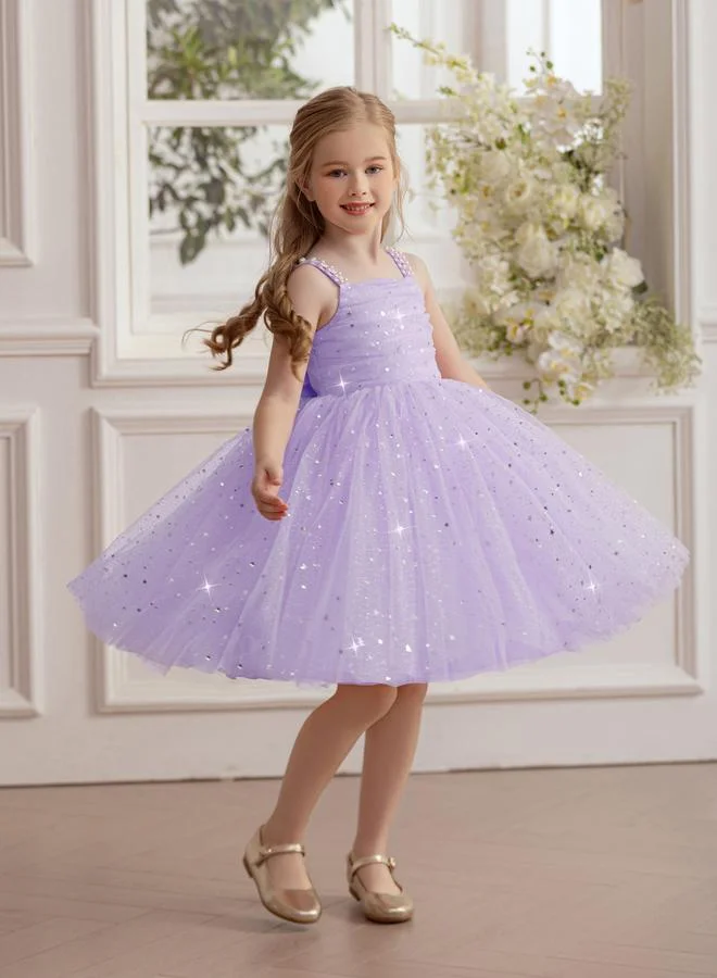 Take Two  Girls Purple Embellished Strappy Mesh Midi Dress for Women | Best Price UAE